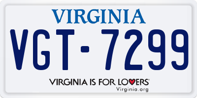 VA license plate VGT7299
