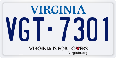 VA license plate VGT7301