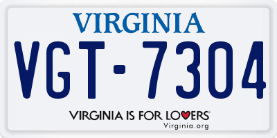 VA license plate VGT7304
