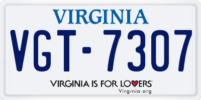 VA license plate VGT7307