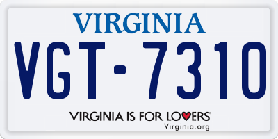 VA license plate VGT7310
