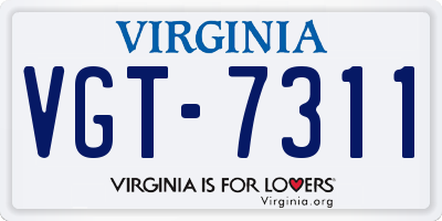 VA license plate VGT7311