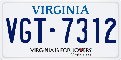 VA license plate VGT7312