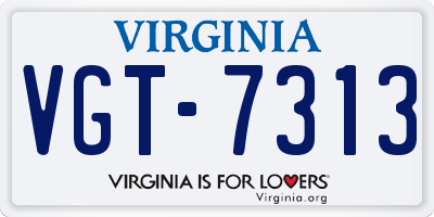VA license plate VGT7313