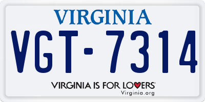 VA license plate VGT7314