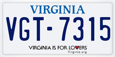 VA license plate VGT7315