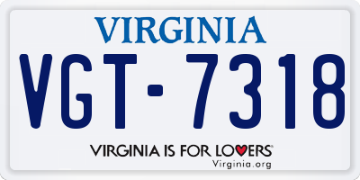 VA license plate VGT7318