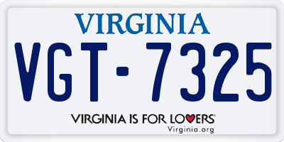 VA license plate VGT7325