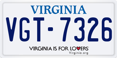 VA license plate VGT7326