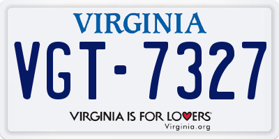 VA license plate VGT7327