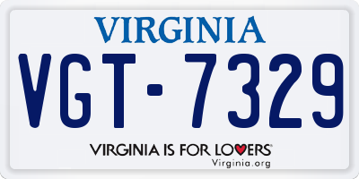 VA license plate VGT7329
