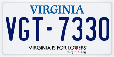 VA license plate VGT7330