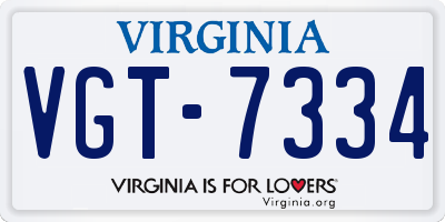 VA license plate VGT7334