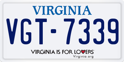 VA license plate VGT7339
