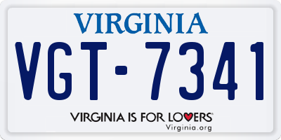 VA license plate VGT7341