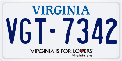 VA license plate VGT7342
