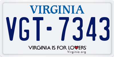 VA license plate VGT7343