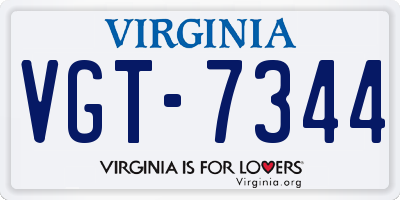 VA license plate VGT7344