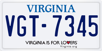 VA license plate VGT7345