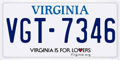 VA license plate VGT7346