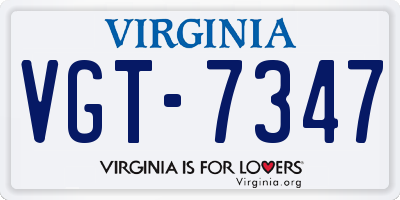 VA license plate VGT7347