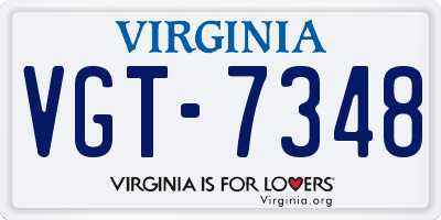 VA license plate VGT7348