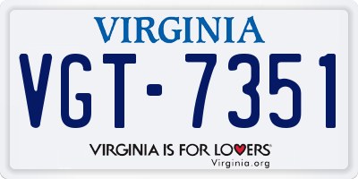 VA license plate VGT7351