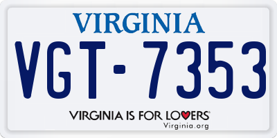 VA license plate VGT7353
