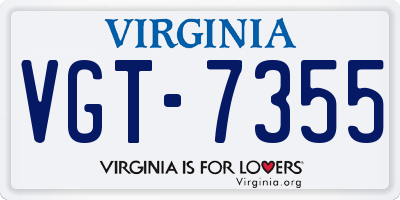 VA license plate VGT7355