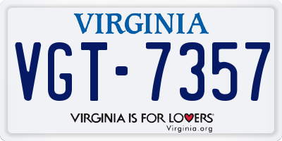 VA license plate VGT7357