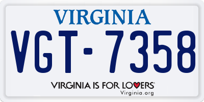 VA license plate VGT7358