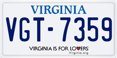 VA license plate VGT7359