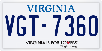 VA license plate VGT7360