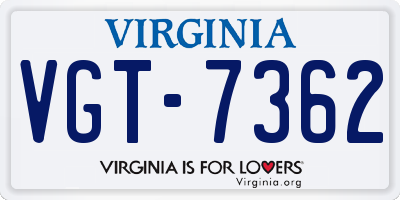VA license plate VGT7362