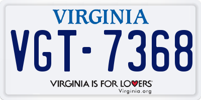 VA license plate VGT7368