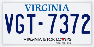 VA license plate VGT7372