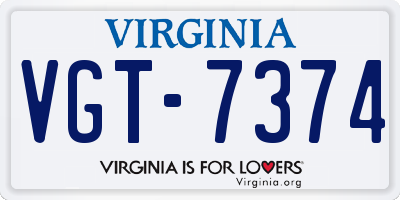 VA license plate VGT7374