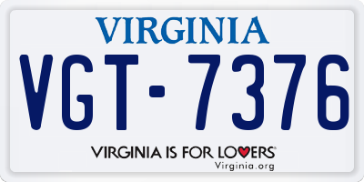 VA license plate VGT7376