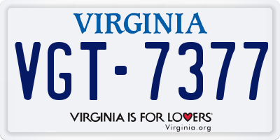 VA license plate VGT7377