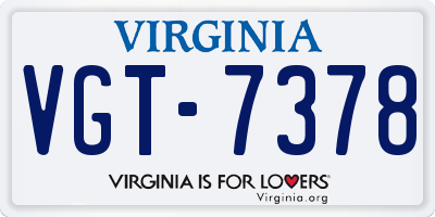 VA license plate VGT7378