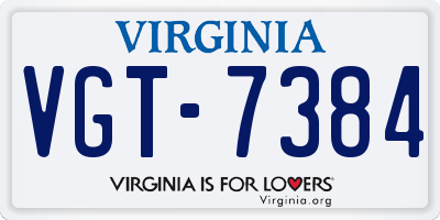 VA license plate VGT7384