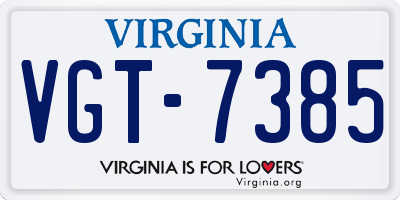 VA license plate VGT7385