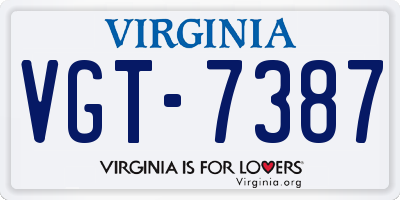 VA license plate VGT7387