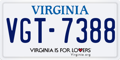 VA license plate VGT7388
