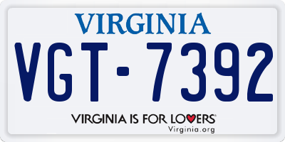 VA license plate VGT7392