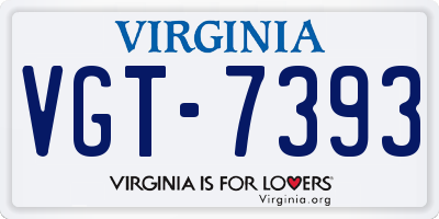 VA license plate VGT7393