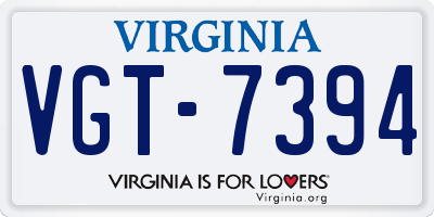 VA license plate VGT7394