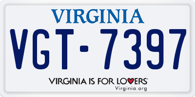 VA license plate VGT7397