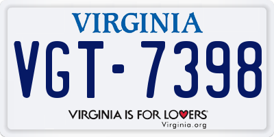 VA license plate VGT7398
