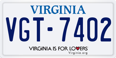 VA license plate VGT7402